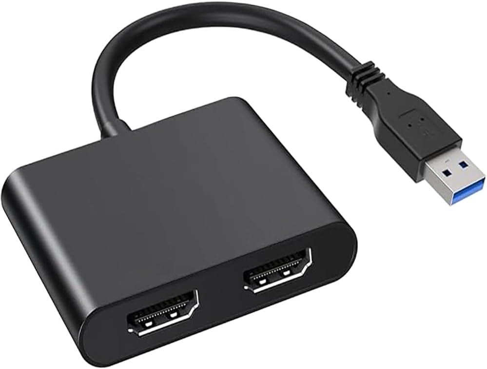 2 in 1 USB to HDMI Adapter, Dual Ports Converter, Splitter Extended Display, 1080P@30Hz USB 3.0 to HDMI Adapter Support PC, TV/HDTV, Laptop to Monitor, Projector, Windows XP 7/8/ 10