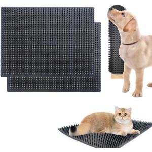 2 PCS Dog Scratching Post Pad, 14.2 x 11.8 Inch PVC Dog Back Scratcher, Soft Touch Itch Relief Pad for Horse Cow Goat Sheep, Massage Bed Massage Brush for Wooden Stake Wall Sofa Ground