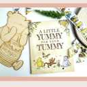 2 x 6PCS Winnie Table Sign with Stand, A Little YUMMY FOR YOUR TUMMY, Winnie Baby Shower Decorations, Classic Pooh Party Supplies, Vintage Winnie 8x10INCH