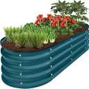Plant & Plot Galvanized Raised Garden Beds Outdoor // 8×4×1 ft Planter Raised Beds for Gardening, Vegetables, Flowers // Large Metal Garden Box // Patented Tool-Free Design (Turquoise)