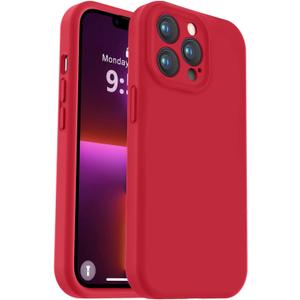 Vooii Compatible with iPhone 13 Pro Case, Liquid Silicone Upgrade [Camera Protection] [Soft Anti-Scratch Microfiber Lining] Shockproof Phone Case for iPhone 13 Pro 6.1 inch - Red