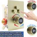 Digital Display Shower Valve Shower Valve 3 Way Shower Diverter Valve Shower Mixing Valve Can Use All the Time Brushed Gold