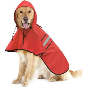 Waterproof Reflective Dog Raincoat - Adjustable Hooded Slicker Poncho Pet Rain Coat, Lightweight Dog Rain Jacket for Small to X- Large Dogs and Puppies (Red, Large)