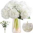 Tifuly 4pcs Fake Hydrangea with Vase -3D Real Touch Faux Hydrangea Flowers and 3pcs Eucalyptus Stems for Wedding Centerpiece Home Party Table DecorationWhite