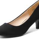 DREAM PAIRS Women's Dress Comfortable Low Heel Pump Shoes (12, Black-suede)