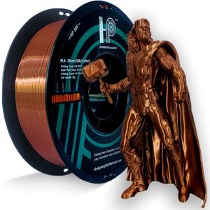 PLA Filament, Silk PLA, 3D Printer Filament, PLA Filament 1.75mm Dimensional Accuracy +/- 0.02mm, 1KG Spool (2.2 lbs), Fit Most FDM Printer (Silk Copper)