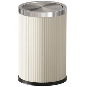 9L/2.3GAL Small Trash Can with Swing Lid,Fancy Gold Waste Paper Baskets for Bathrooms,Gold Trash Can for Bathroom,Bedroom, Powder Room,Office,Laundry Room (9L-White Stripe)