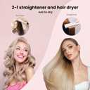 Slopehill 2-in-1 Hair Straightener and Blow Dryer, Professional Hair Styling Tool, Pink