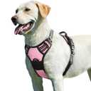 Eagloo Dog Harness for Dogs, No Pull Service Vest with Reflective Strips and Control Handle, Adjustable and Comfortable for Walking, No Choke Pet Harness with 2 Metal Rings, Pink, L