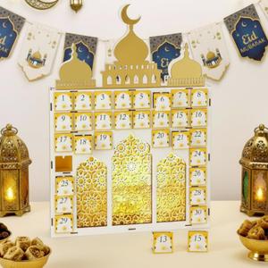 Weysat 2026 Ramadan Advent Calendar 30 Days Large Wood Islamic Advent Calendar Countdown Tracker Date with Drawer Ramadan Decoration for Home Table Muslim Islamic Gifts for Eid Mubarak Party Supplies