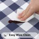 Smiry Round Picnic Tablecloth, Elastic Waterproof Fitted Vinyl Tablecloths for 31"-35" Tables, Flannel Backed Buffalo Plaid Table Cover for Dining, Camping, Outdoor, White and Navy