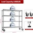 IZEUK 4-Tier Heavy Duty Metal Wire Shelving Unit, Adjustable Storage Rack Organizer for Garage, Kitchen, Office, Pantry, Warehouse (Chrome, 17.7" D x 47.2" W x 59.1" H)