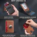 KIKVES Airtag Wallet for Men, Mens Smart Wallet for Air Tag RFID Blocking, Minimalist Bifold Pop Up Aluminum Credit Card Case Holder 12+ Cards with ID Window, Gift for Men, No Airtag Included, Brown