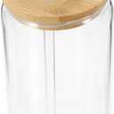 Bamboo Lid Glass Cup Straw High-temperature Resistant Drinkware for Juice Milk Tea and Smoothies Stylish Beverage Tumbler for Home and Parties (Transparent)