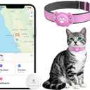 2-in-1 GPS Tracker for Cats: Smart Pet Collar with Real-Time Tracking,No Monthly Fee/Subscription (iOS & Android) Waterproof, Anti-Lost,365-Day Long Battery Life GPS Tracker Cat Collar (Pink)