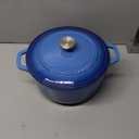 Mueller 6qt Enameled Cast Iron Dutch Oven, Heavy-Duty Casserole and Braiser Pan with Lid and Knob, Safe for All Cooktops, Aqua Blue
