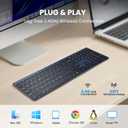 Wireless Keyboard-2.4G Ultra Slim Quiet Full Size USB PC Computer Keyboard,19 Multimedia Keys, Number Pad, Plug& Play, Lag-Free Ergo, Long Battery Life for Desktop, Laptop, Smart TV, MAC, Windows, QWERTY, Spacegray
