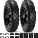 Upgraded 16" Flat Free Wheelbarrow Wheels and Tires, 4.80/4.00-8 Solid Tires with 5/8" & 3/4" Bearings,14"-16" Universal Fit Wheelbarrow Wheels for Wheelbarrows/Garden Trailer