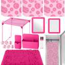 Patelai 26 Pcs Locker Accessories Magnetic Locker Wallpaper Back to School Essentials for Girls Dormitory Organizer and Decorating Kit(Rose Red,Smile)
