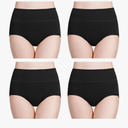 wirarpa Women's Cotton Underwear High Waisted Ladies Panties Full Coverage Briefs 4 Pack (Regular & Plus Size) Medium,Black