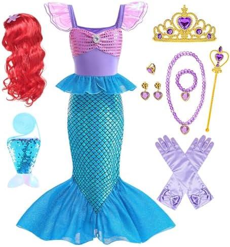 Huutiomys Little Girl Luxury Mermaid Costume Princess Dress for Girls with Accessories Size 110