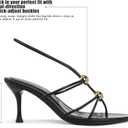 YULVSHOE Women's Lace Up Kitten Heels Round Open Pointed Toe Heels Mid Heeled Sandals for Women (Black)