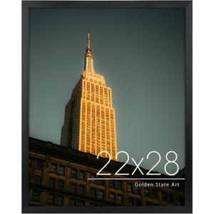 Golden State Art 22x28 Picture Frame For Wall,Solid Wood/Glass,Black,1 Pack