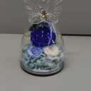 Gifts for Women Preserved Rose Forever Flower in Glass Angel Figurines Fresh Flowers for Delivery Prime Mothers Day Birthday Gifts for Mom Real Blue Roses for Grandma Sister Wife Her from Daughter (Blue (Rose, Austin, Baby's Breath, Hydrangea))