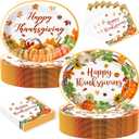 100Pcs Thanksgiving Oval Paper Plates and Napkins Set, 10" x 12" Party Plates,Large Disposable Dinner Plates for Fall Party and Thanksgiving Day