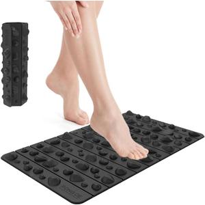Attikee Foot Massage Mat for Plantar Fasciitis & Heel Pain Relief - Non-Electric Acupressure Pad - Office & Home Reflexology Floor Mat - Durable Rubber Foot Pain Relief Mat, 20'' x 11.8 '' (Black-prism)