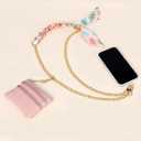 IMNEXT2U Phone Strap with Wallet for Women, Cellphone Landyard Crossbody Chain Silk Scraf Style - Pink