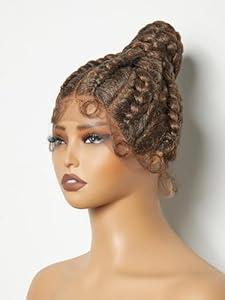 GORGIUS Brown Braided Updo Bun Wig, Synthetic Lace Front with Baby Hair, Natural Hairline, Heat Resistant, Braided, Curly GORGIUS Brown Braided Updo Bun Wig, Synthetic Lace Front with Baby Hair, Natural Hairline, Heat Resistant, Braided, Curly