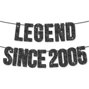2 x Legend Since 2005 Banner for 20th Birthday Party Decoration,Happy 20th Boys Girls Birthday Party Banner,Handmade - Black