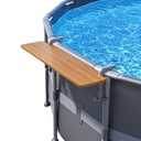 POOLHACKER Poolside Bar, Swim Up Bar Exclusively for Above-Ground Round Pools. Patio Poolside Table Smart Fold Easy Maintenance, Weather Resistant Stable Tabletop (Cedar Brown-Nordic Pine)