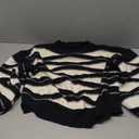 Black Casual Women's Round Neck Wave Stripe Color Long-Sleeved Knit Sweater