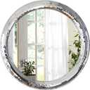 23.6inch Round Decorative Wall Mirror with Mosaic Glass Frame, Silver Bathroom Vanity Mirror