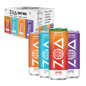 ZOA Zero Sugar Energy Drinks, Variety Pack - Sugar Free with Electrolytes, Healthy Vitamin C, Amino Acids, Essential B-Vitamins, and Caffeine from Green Tea (MS, TP, FG, WO)- 12 Fl Oz (12-Pack), 

BBD 08/14/26