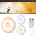 ALLTHWO Led Under Cabinet Lighting,1000mAh Rechargeable Puck Lights with Remote,3 Color Temps&Dimmable Motion Sensor Closet Lights Indoor,Under Counter Lights for Cupboard,Kitchen,Wardrobe,Stairs(3)