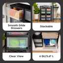 IRIS USA 6 Qt. Plastic Drawer Storage Organizer Stacking Drawers, 2-Pack, Stackable Unit with Sliding Drawer for Bedroom Kitchen Under Sink Pantry Craft Room Bathroom Dorm Office, Black
