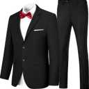 Mens Suits Slim Fit Prom Homecoming Suit for Men Wedding Business Tux Outfit 2 Piece Suit Jacket Blazer Pants Set (Black, XL)