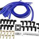 Spark Plug Wires Spiral Core 8.5mm Blue Straight Boots Universal Set V8 W/Looms