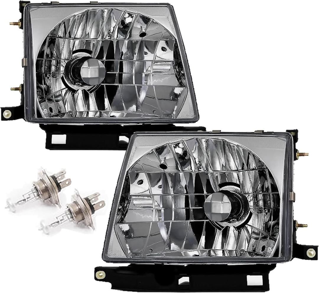 Headlights Assembly Fit For 1997 1998 1999 2000 Toyota Tacoma Chrome Housing W/Bulb Passenger and Driver Side TO2503120 TO2502120