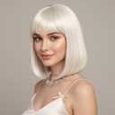 EINAEY Bob Wig With Bangs Royal Wig Short Synthetic Fiber Blonde Bob Wigs for Women Short Bob Wigs and Halloween Cosplay Wig for Girl Colorful Costume Wigs With One Cap
