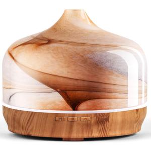 Porseme 500ml Glass Essential Oil Diffuser Aromatherapy Ultrasonic Cool Mist Humidifier 15-21 Running Hours Waterless Auto-Off Air Diffusers for Sleeping,Yoga,Office Working,Spa and Rest (Desert)