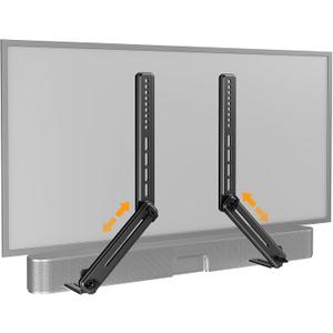 Perlegear Soundbar Mount with Adjustable Height, Sound bar Mount up to 15 lbs, Soundbar Mount Under or Above TV, Soundbar tv Mount Bracket with Detachable Long Extension Plates PGSM04B