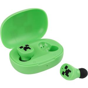 eKids Minecraft Bluetooth Earbuds with Microphone, Wireless Earbuds with Charging Case for Ear Buds, Designed for School, Home, or Travel (Green)