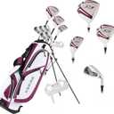 Aspire X1 Womens Golf Clubs Full Set, Includes Driver, Fairway, Hybrid, 6-PW Irons, Putter, Stand Bag, 3 H/C's, Light Graphite Shafts, Golf Clubs Women Right Handed, Purple, Regular or Petite Size (Petite Size -1")
