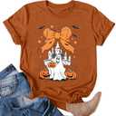 Halloween Shirt Woman Magical Halloween Shirts Boo Pumpkin T-Shirt Casual Vacation Party Short Sleeve Tops XL