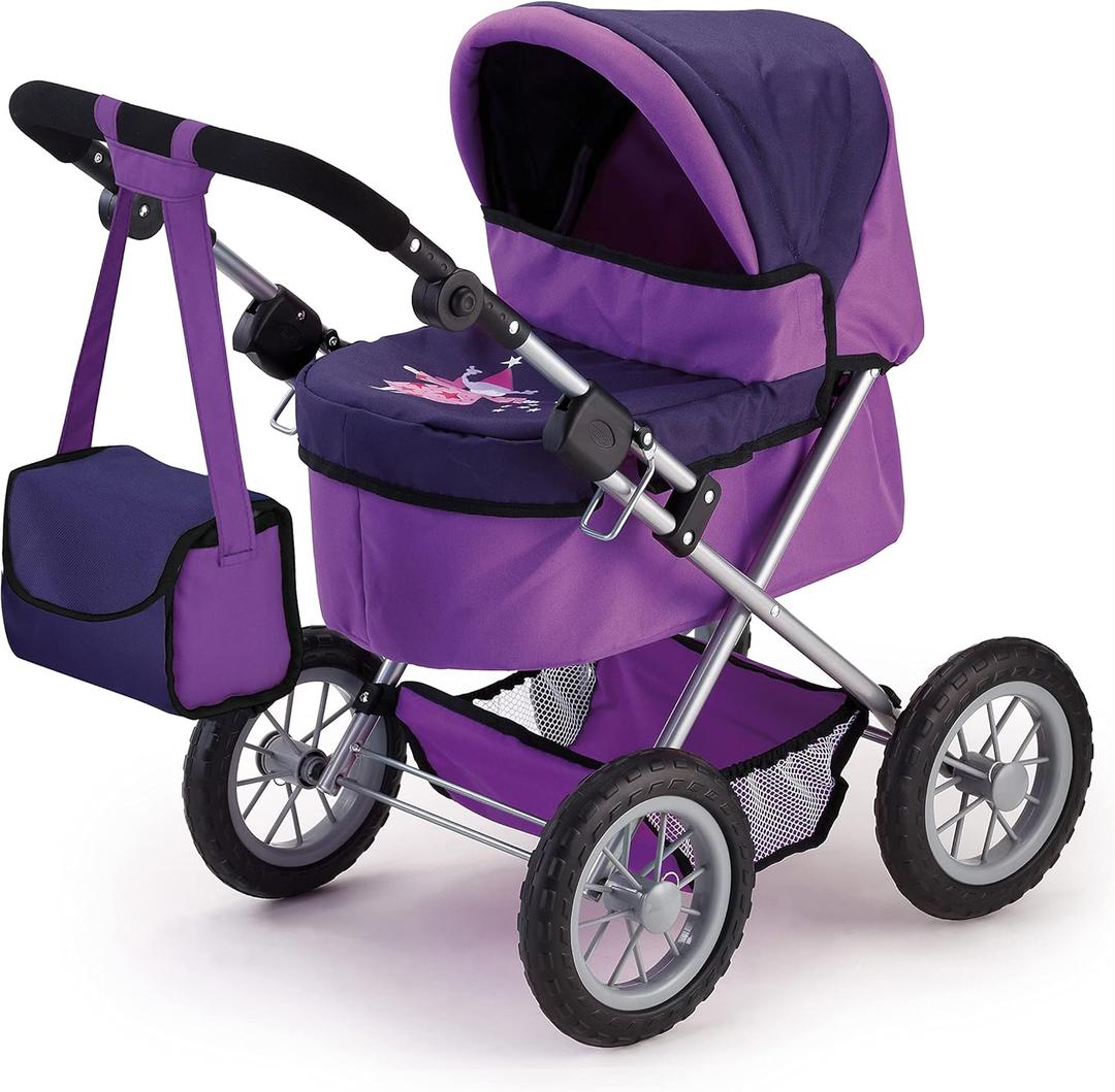 Bayer Doll Stroller Foldable Pram for Dolls up to 18 in, Adjustable Handle, Lilac