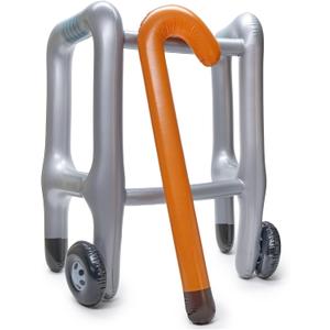Okuna Outpost 2 Pieces Inflatable Walker and Cane - Funny Gag Gift for Over The Hill Birthday Decorations, 100 Days of School Joke Props